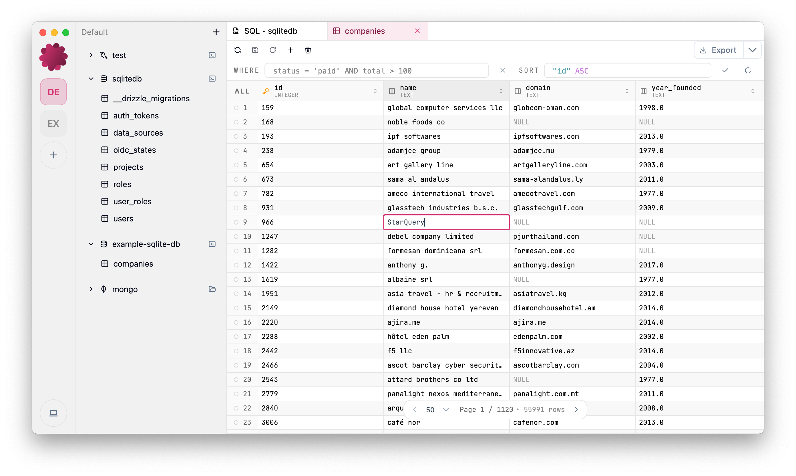 StarQuery app screenshot