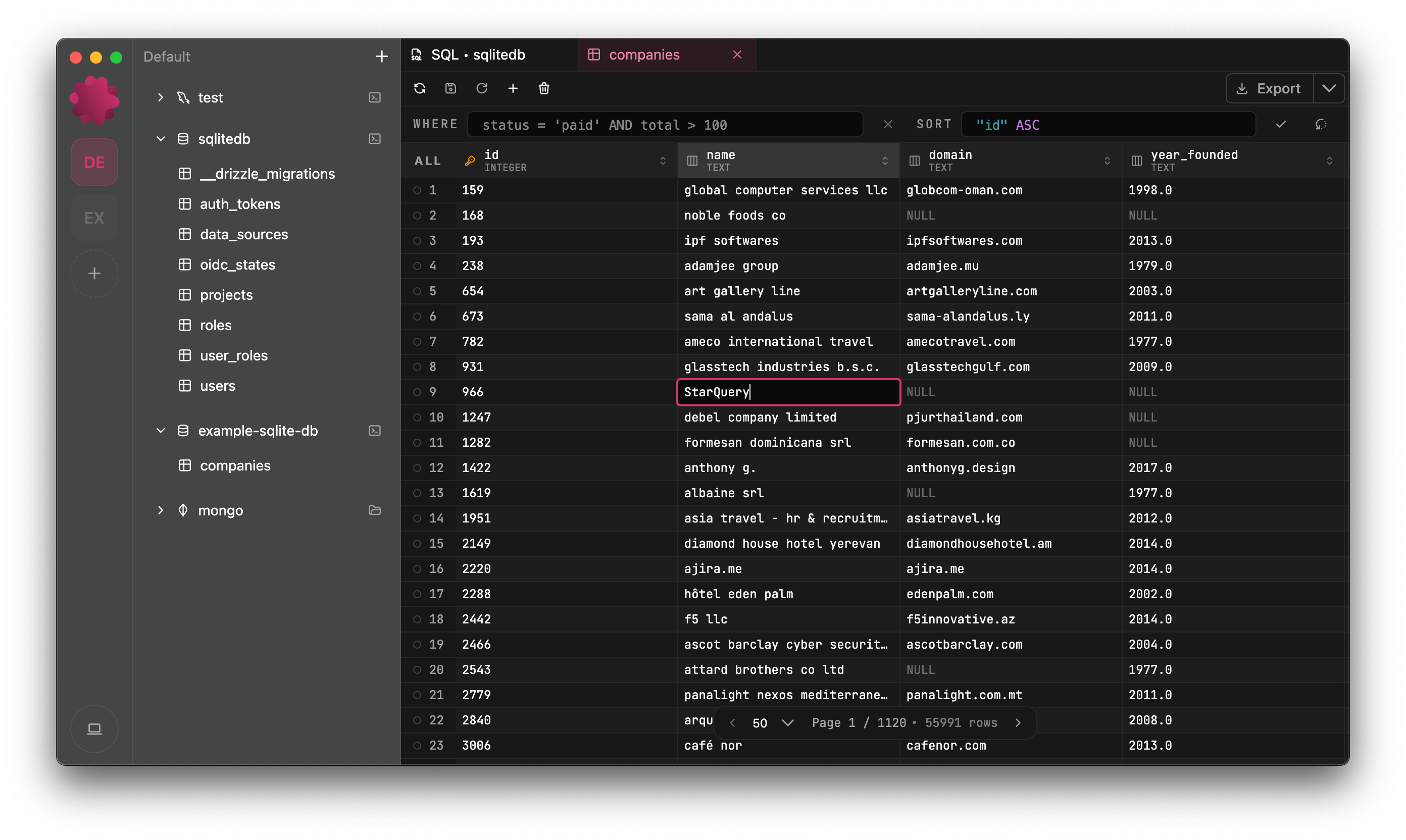 StarQuery screenshot
